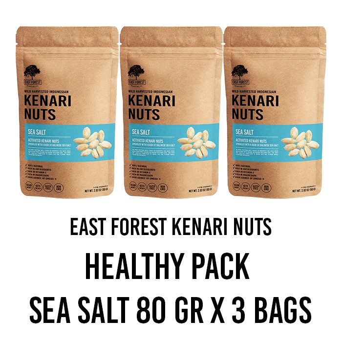 

East Forest Kenari Nuts Healthy Pack Sea Salt 80 Gr - 3 Bags