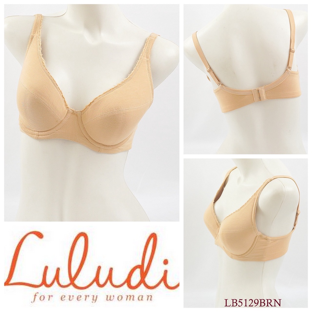 Bra Wanita LULUDI by WACOAL Kawat Busa Tipis Full Cup 32B 32C  Model Polos Pakaian Dalam Underwear L