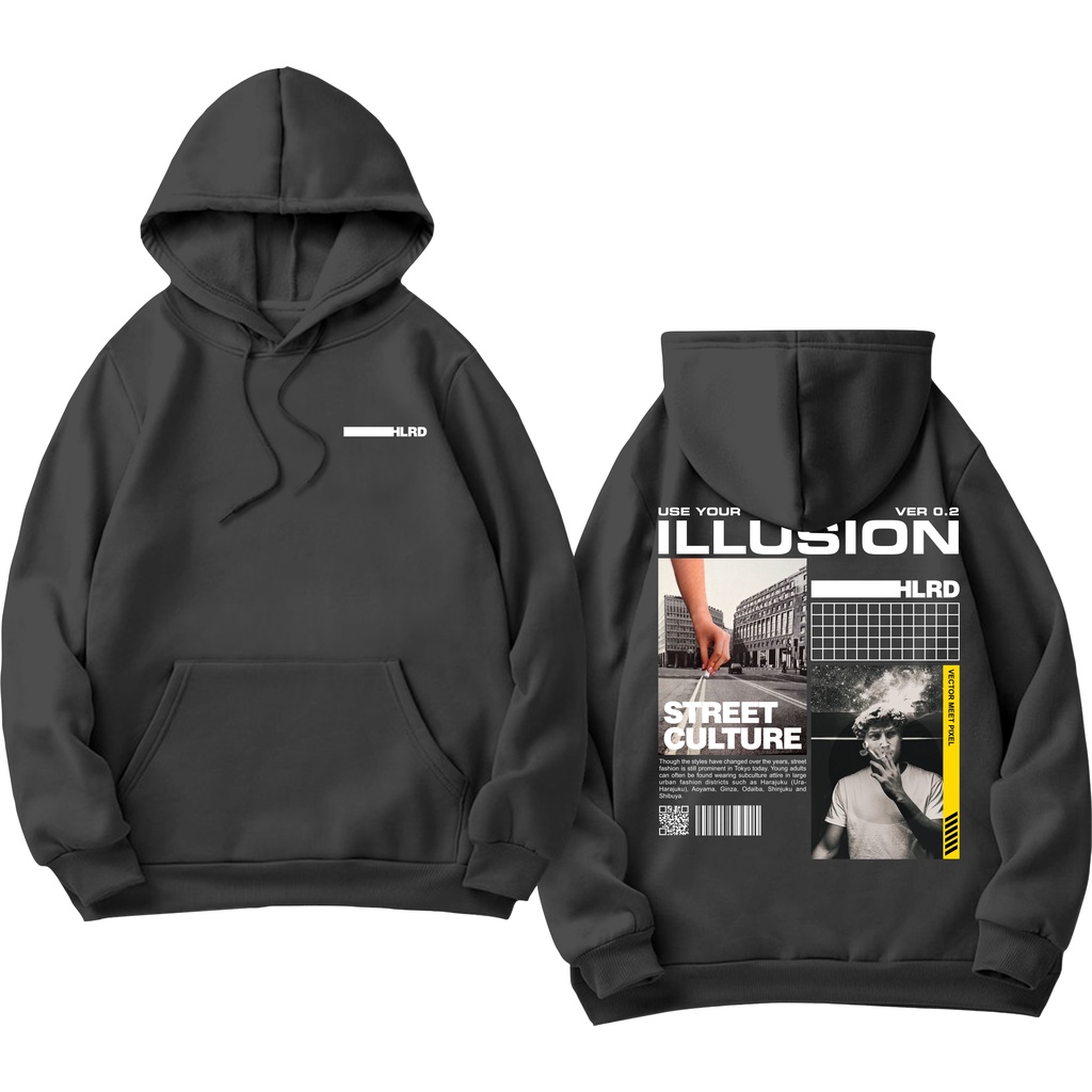 Holyrider Jumper Hoodie Illusion II Sweater Hoodie HLRD Sablon DTF Fleece Cotton II SIZE M-XXL (Pria &amp; Wanita) Free stiker&amp;Gantungan Kunci