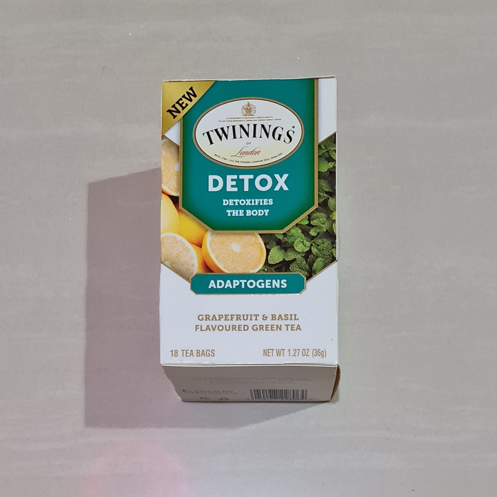Twinings Detox Detoxifies Adaptogens Grapefruit &amp; Basil Green Tea 18 x 2 Gram
