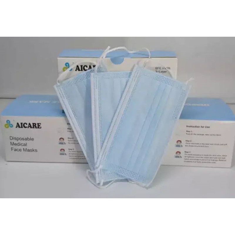 Masker Medis Aicare 3 ply (1 kotak isi 50 pcs)