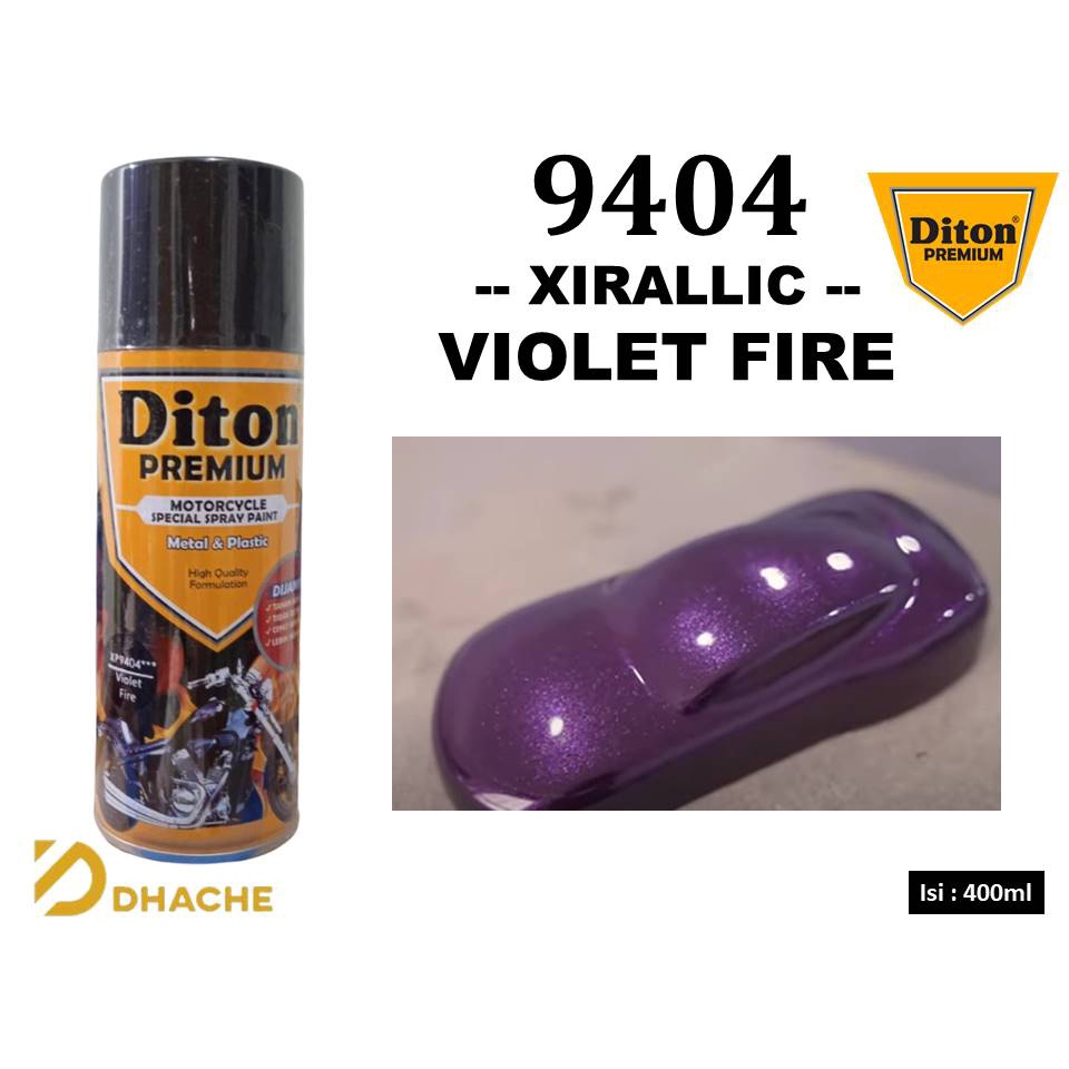 Cat Pilox Semprot Diton Premium XP 9404 Xirallic Violet Fire 400cc Warna Ungu Jingga Sepeda Motor Mobil Velg Mesin Bodi