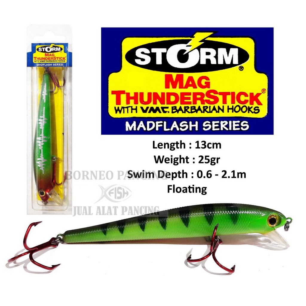 Storm ThunderCrank MadFlash Fishing Lure With VMC Babarian Hooks Black Silver