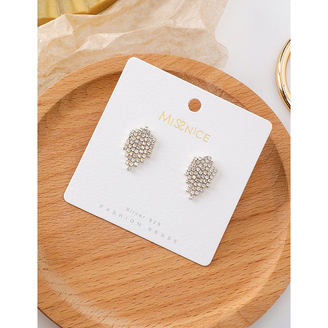 LRC Anting Tusuk Fashion Golden Stud Earrings With Diamonds D66114