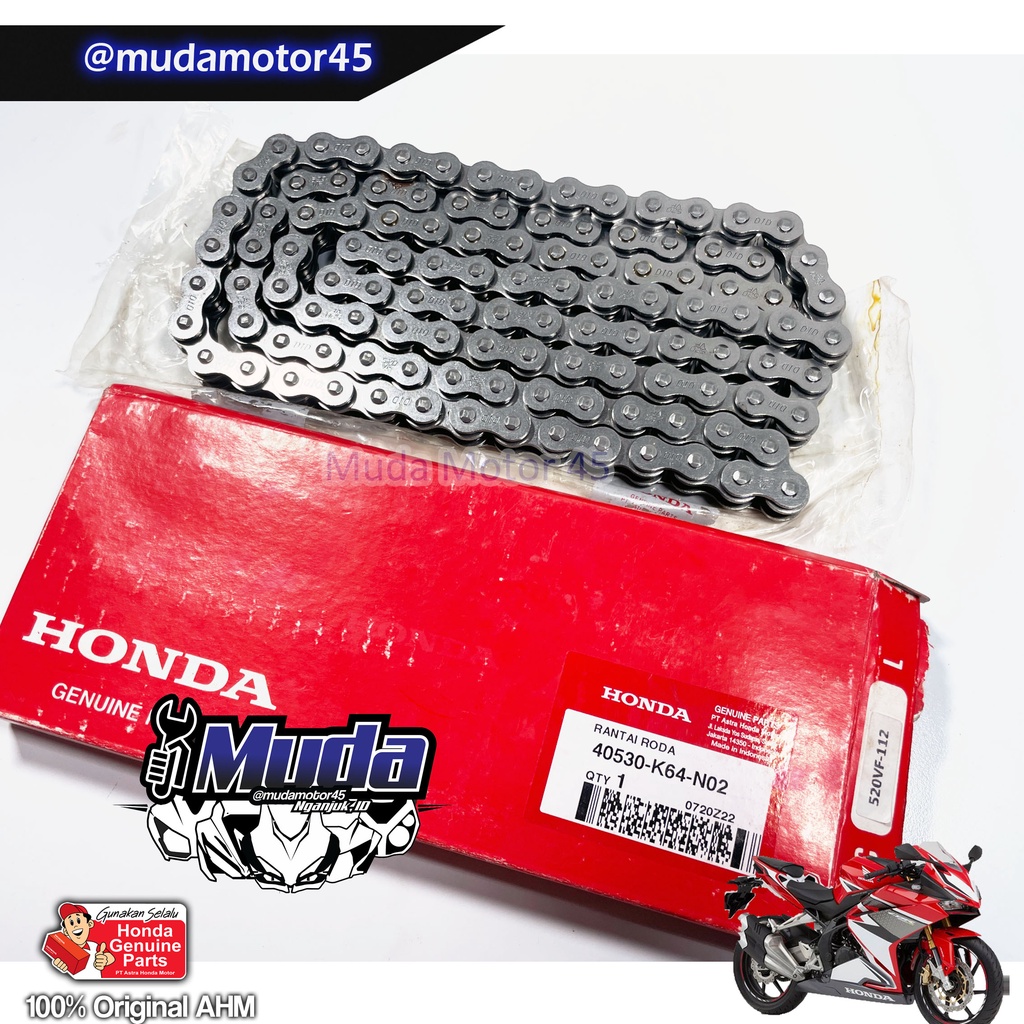 RANTAI RODA KIT CBR250RR ORI HONDA DID 520 VF 112 23801-41201-K64-N00 SPROCKET DRIVE ASSY CBR 250 BABY RR AHM GIR  GEAR SET ORIGINAL HONDA AHM DID NOT EK RK SSS-Rantai saja