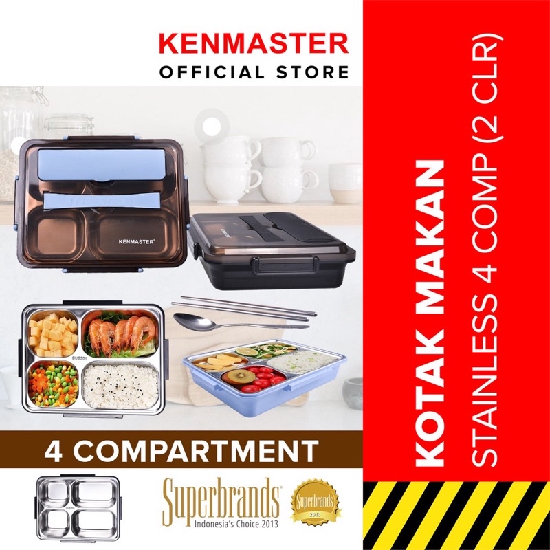 Kotak Makan 4 Sekat KM-014 / Lunch Box Stainless Steel Kenmaster 304