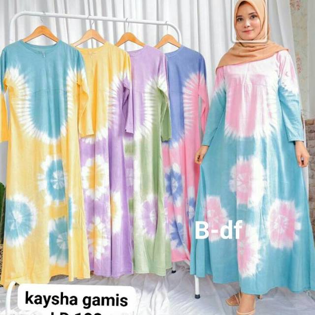 GAMIS KAOS RAINBOW SHABBY TIEDIE#2 | KAOS COTTON PREMUIM 30S | RESLETING BUSUI LENGAN PANJANG