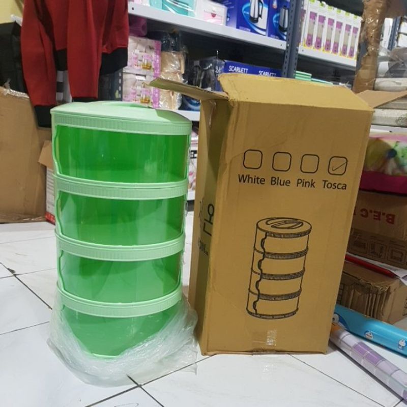 RAK TUDUNG SAJI 4 SUSUN WARNA HIJAU TOSCA