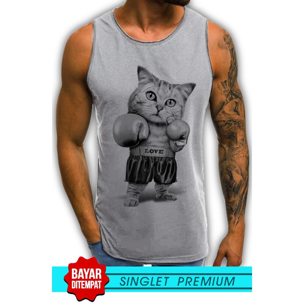 SINGLET LEKBONG PRIA (KUCING BOXING) / SINGLET LEKBONG GYM /LEKBONG / SINGLET/KAOS DALAM PRIA/KUTANG