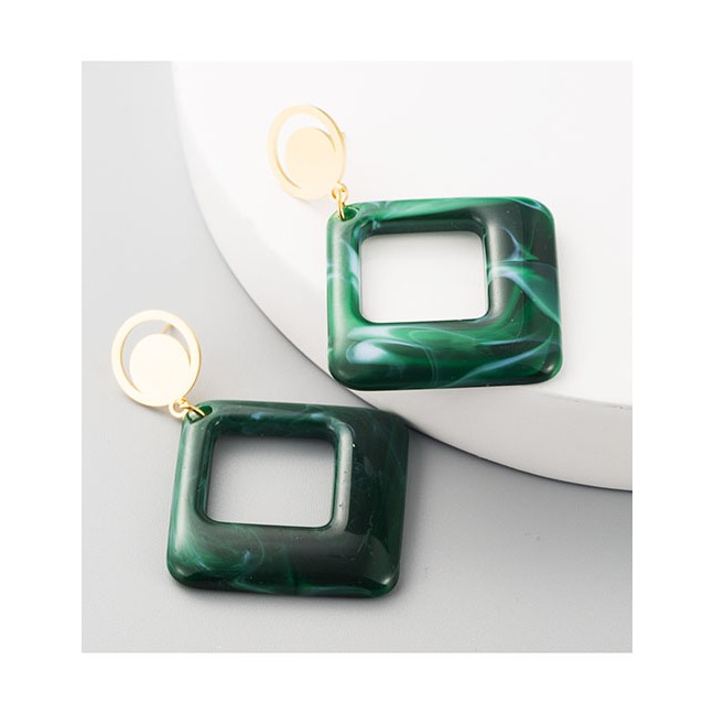 LRC Anting Tusuk Fashion Acetate Plate Hollow Geometric Square Earrings D94880