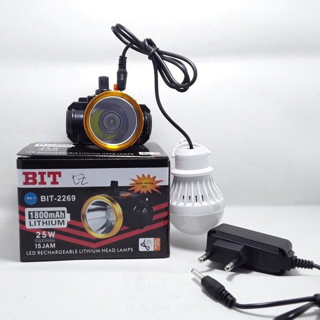 Senter Kepala Bit 2269 / Bit 2270 / Senter Kepala Cas Dimmer dan Tombol 25 watt
