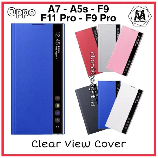 Casing Case Flip Cover Oppo F11 Pro F9 Pro F9 A7 A5s Clear View Mirror Smart Auto Lock Flip Shell Fl