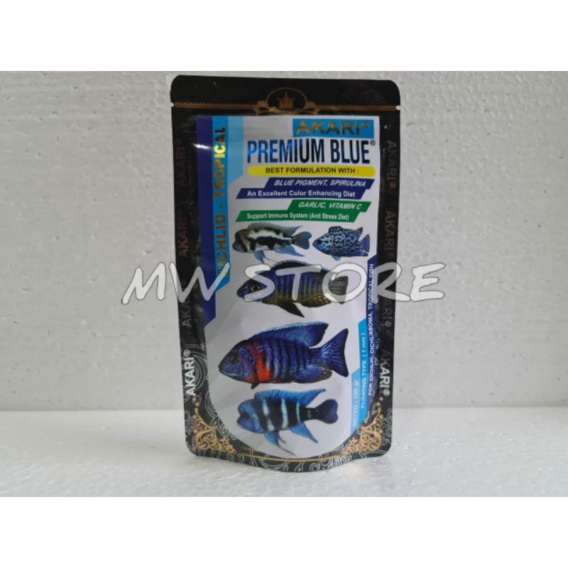 Akari Premium Blue Cichlid 100 gram / Pelet Cichlid / Pakan Ikan Channa