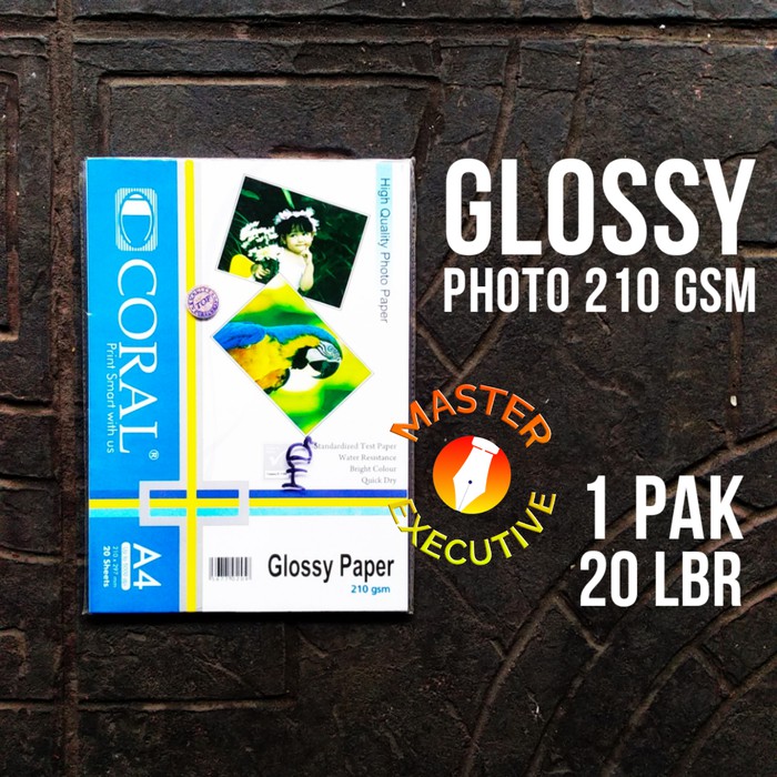 [Pak - 20 lembar] Coral Glossy Photo Paper A4 210 gsm 20 lbr / Kertas Foto Sedang