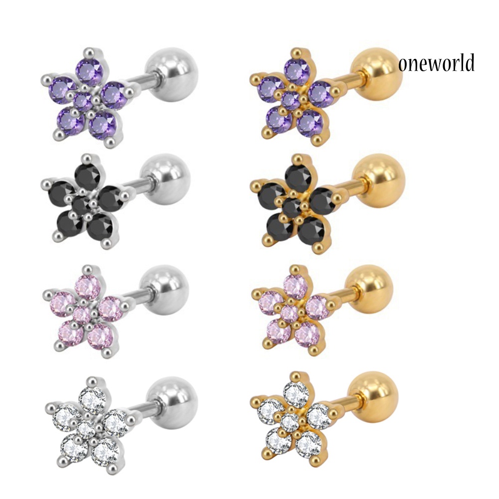 OW# 1Pc Women Cubic Zirconia Flower Ear Stud Earring Piercing Cartilage Jewelry Gift