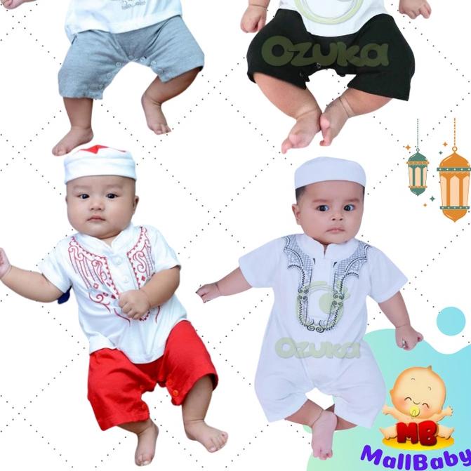 ➧ Jumper Koko Bayi Laki Laki Baru Lahir 0-6 Bulan Baju Koko Bayi 1 2 3 Bulan Baju Muslim Bayi Romper