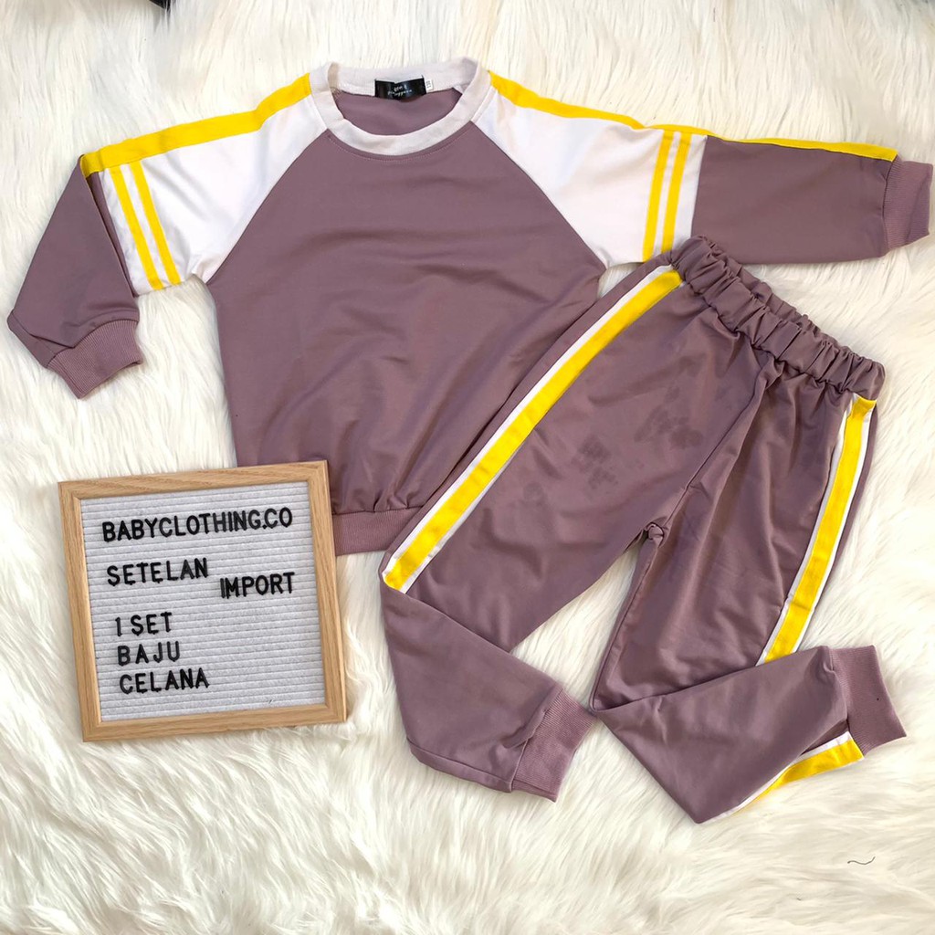 Baju setelan training sweater celana panjang bahan premium anak cewek cowok kekinian -STO 1035