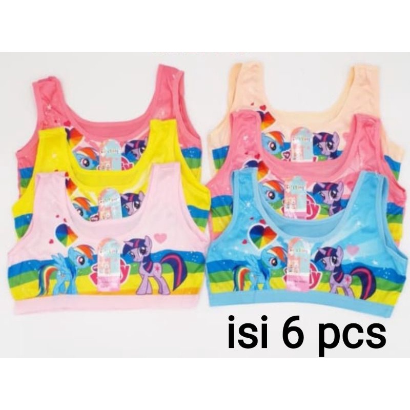 6 pcs Miniset Remaja Perempuan - Mini Set Anak SD Kaos Dalaman Bra BH ABG Lusinan polos karakter