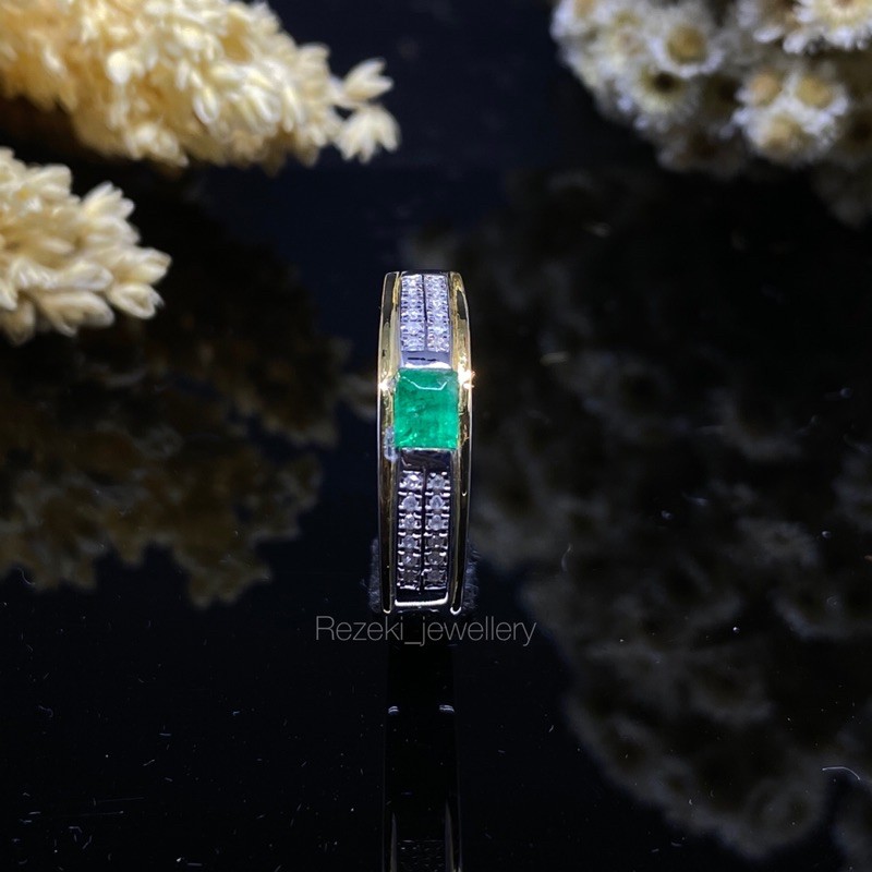 cincin perak laki2 natural zamrud batu permata natural diamond