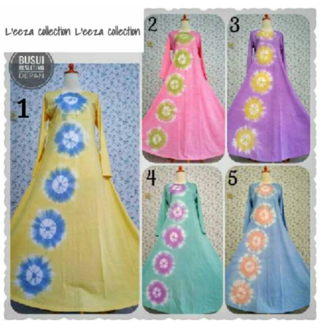 Gamis Jumput Shelma ( tie dye) pelangi