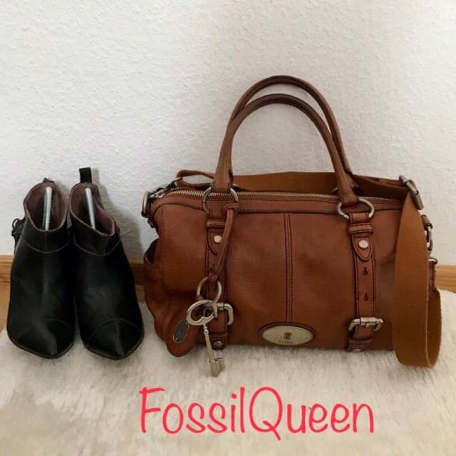 Tas Fossil Black Maddox Large Original Preloved Full Leather Like New