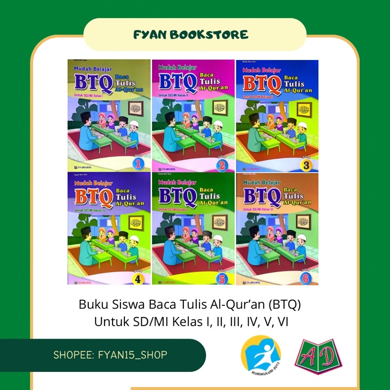 Fyan Book Store: Buku Siswa BTQ Baca Tulis Al-Qur’an Untuk SD/MI, Buku BTQ Jilid 1, Buku BTQ Kelas 4