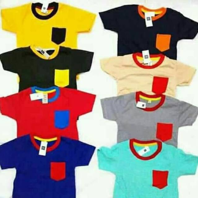 Kaos Anak Laki-Pocket Tee Anak Polos-Polos Saku Anak-Kaos polos anak
