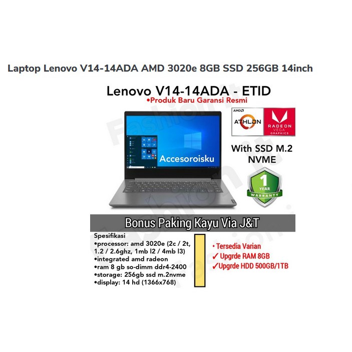 Laptop Lenovo V14-14ADA AMD 3020e 8GB SSD 256GB 14inch