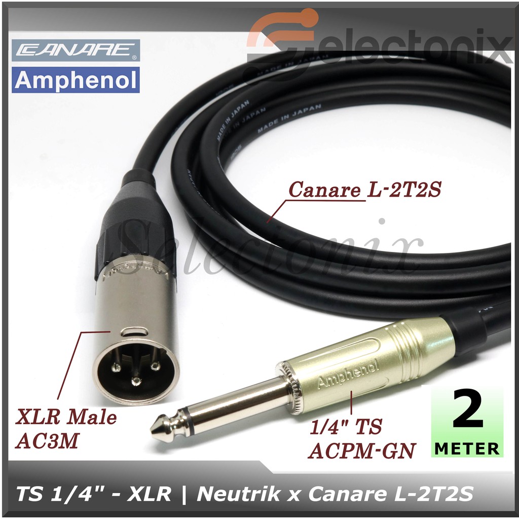 [2m] Kabel Mic 1/4 TS - XLR | Canare x Amphenol