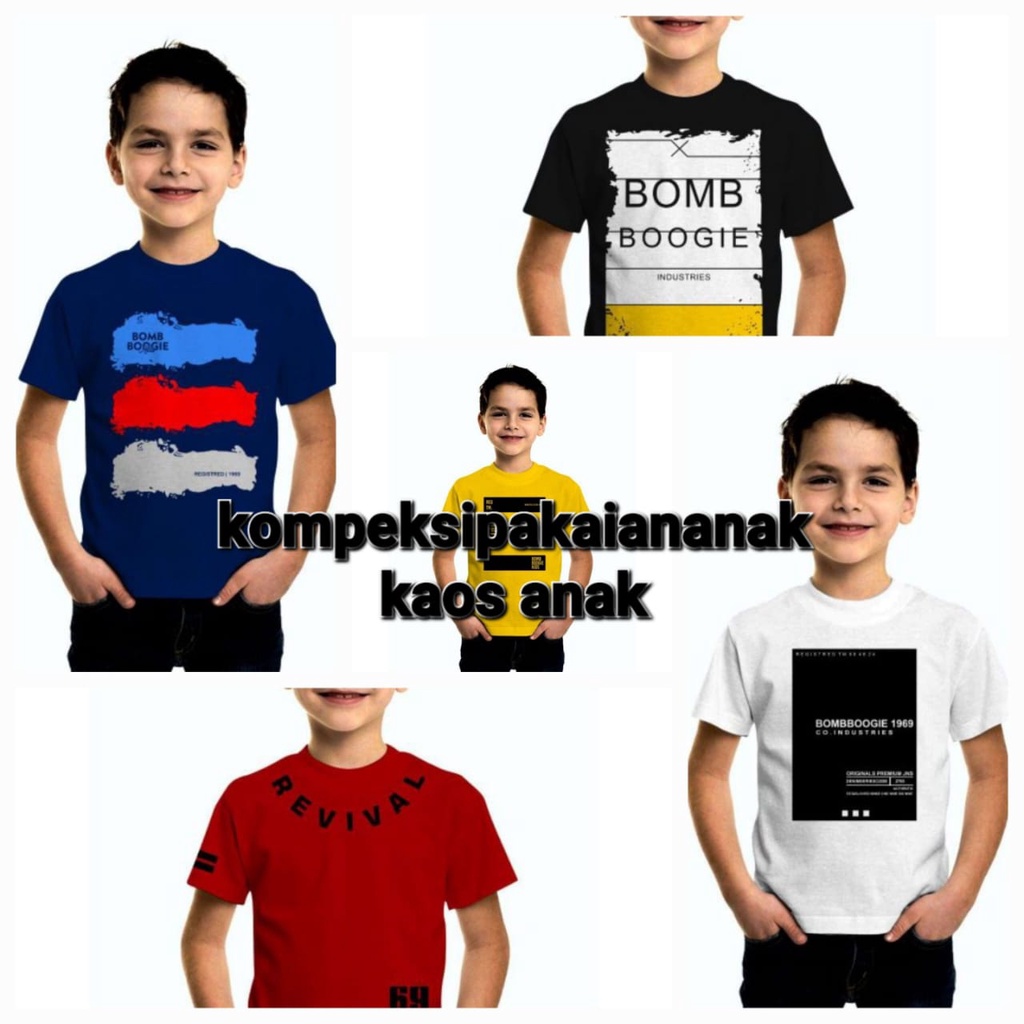 KAOS ANAK BOOM BOGIE ANAK/KAOS KUALITAS PREMIUM ANAK 100% KATUN