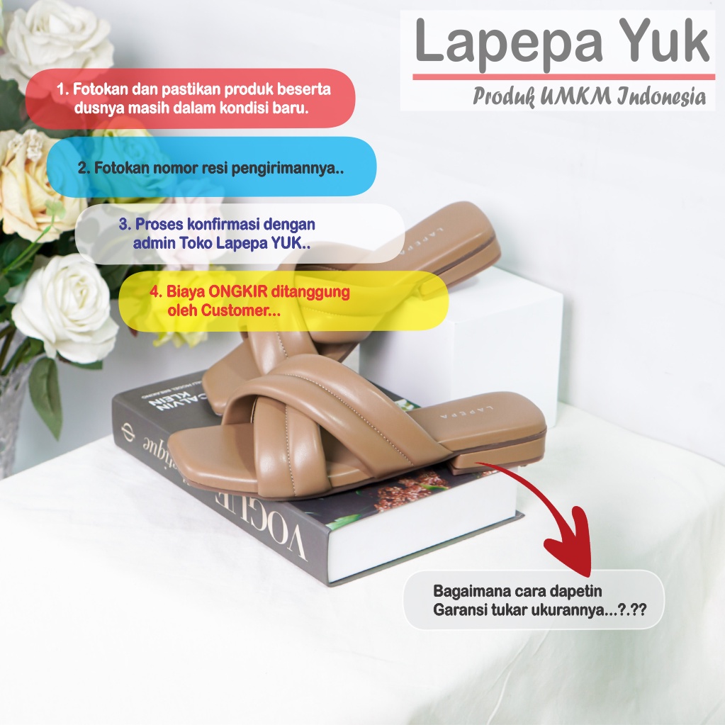 LAPEPA YUK - Sandal Wanita Teplek VEERA Sendal Cewek Platform Wedges Kondangan Hak Tinggi  2cm Model Silang 2 Size 36 37 38 39 40 Santai Rumah Slop Warna LIGHT TAN Brown Soft Selop Premium Citayem Fashion Original Kekinian Terbaru Shoes Mall Official Stor