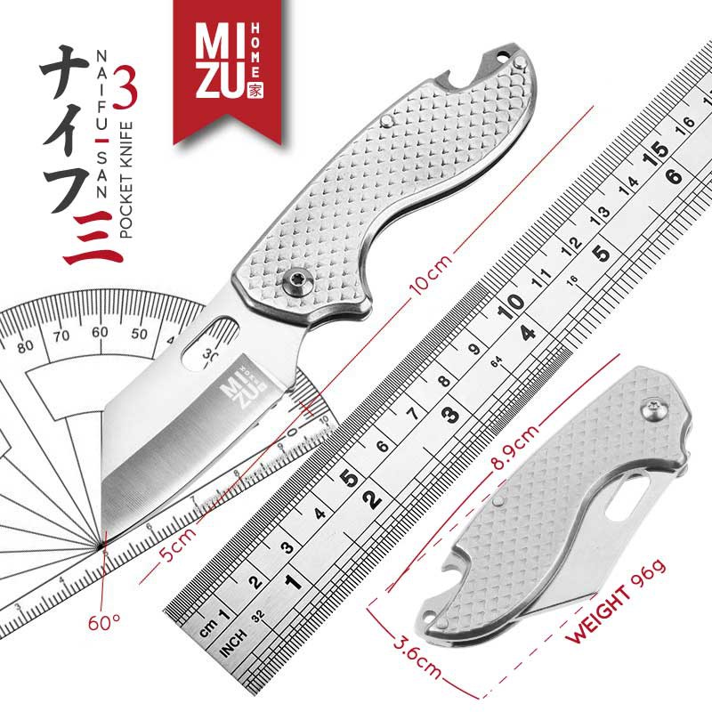 MIZU NAIFU-SAN Stainless Pocket Knife Portable Folding Knife Pisau Saku Pisau Lipat Serbaguna-4
