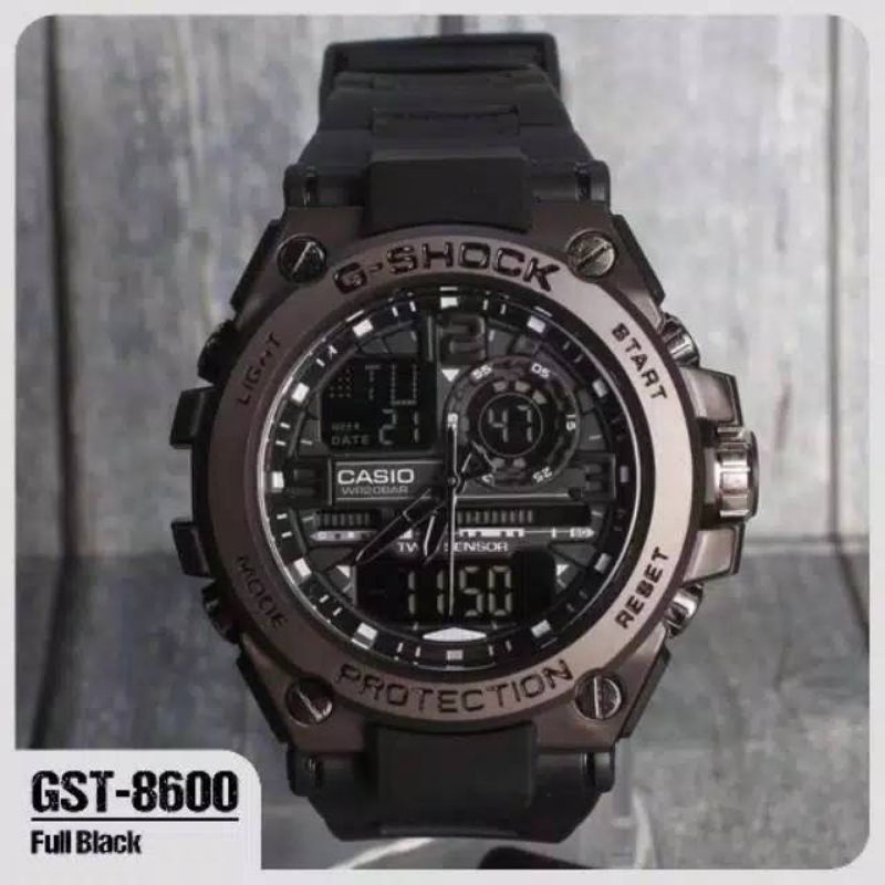 Jam Tangan Pria Sporty Anti Air GST-8600 Metal Black