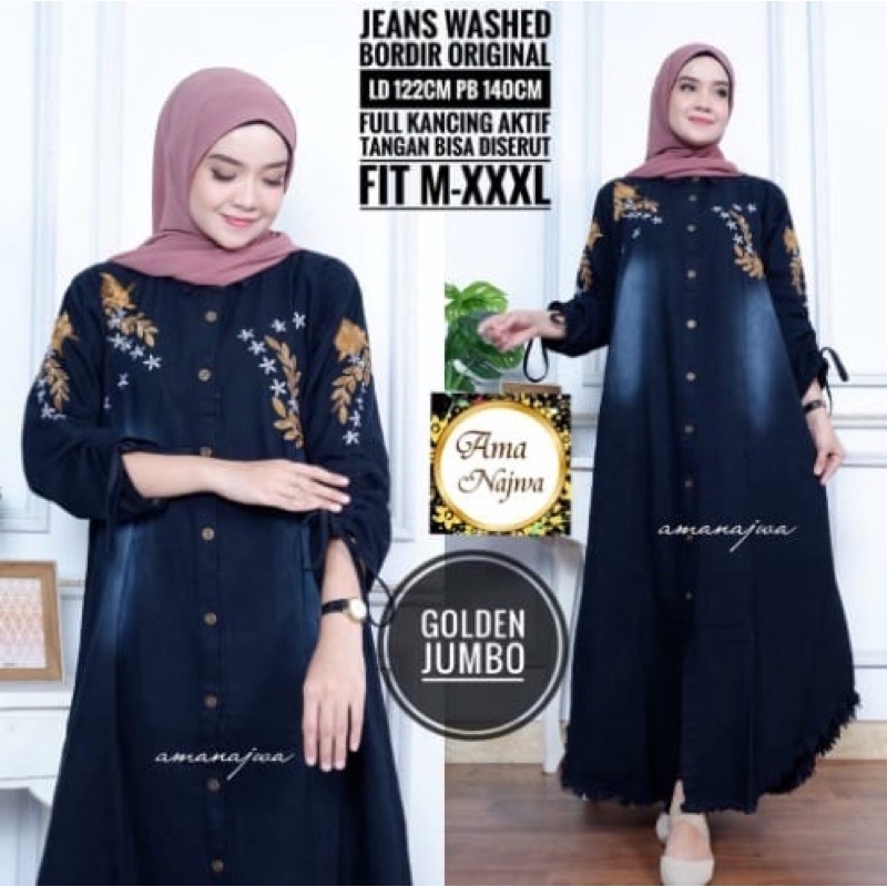 JUMBO DRESS DENIM ATASAN WANITA DRES MAXY LD 120 up