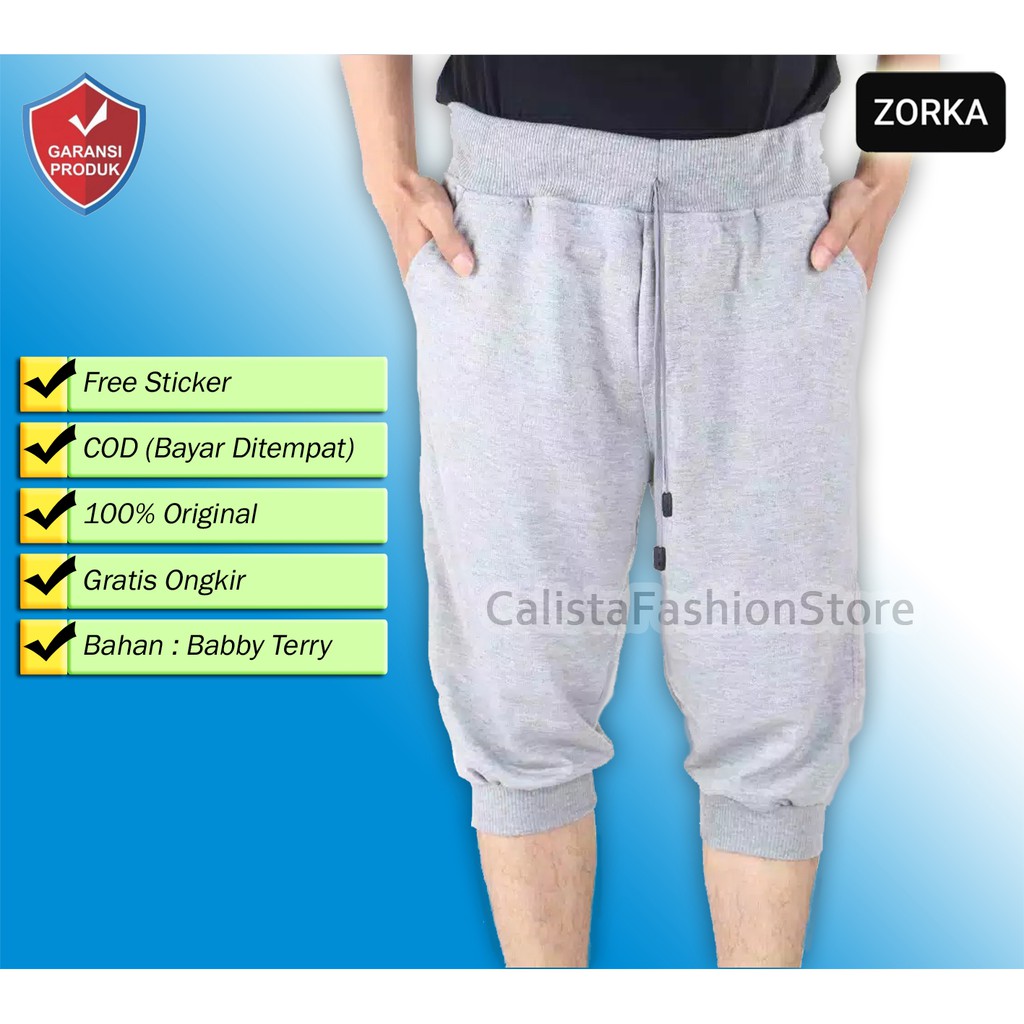 CELANA JOGGER PANTS BABYTERRY 3/4 PENDEK LOGO GYM FITNESS JOGGING OLAHRAGA PRIA WANITA / calistafashionstore