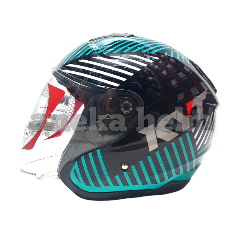 helm kyt kyoto motif seri #4 black green