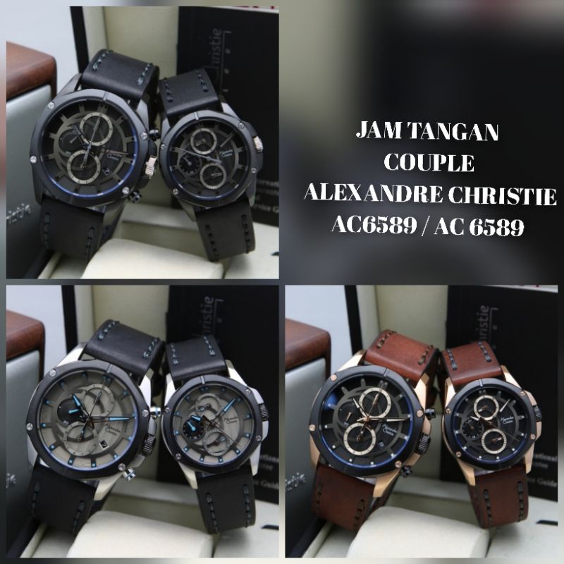 JAM TANGAN COUPLE ALEXANDRE CHRISTIE AC6589 / AC 6589 LEATHER ORIGINAL GARANSI RESMI 1 TAHUN