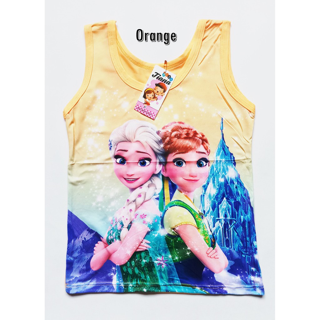 Tank Top Anak Perempuan Frozen 2-10 Th Bahan Katun Adem / Atasan Kaos Singlet Anak Cewek Frozen Size M-L-XL-XXL // PROMO 3PCS WARNA RANDOM...