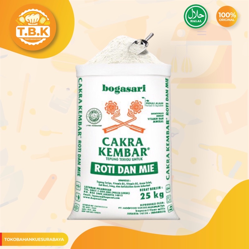 

Cakra Kembar Terigu 250gr / Kiloan / Tepung Cakra Kembar Bogasari / Toko Bahan Kue TERMURAH