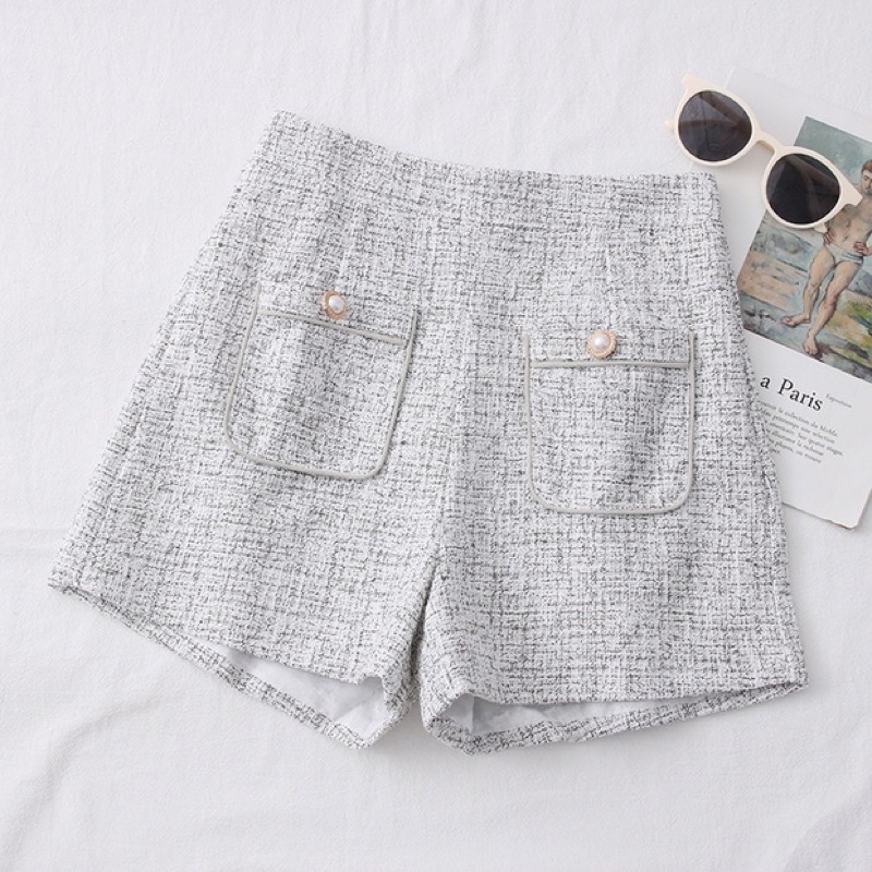 CELANA PENDEK SHORT PANTS HIGHWAIST TWEED MX873