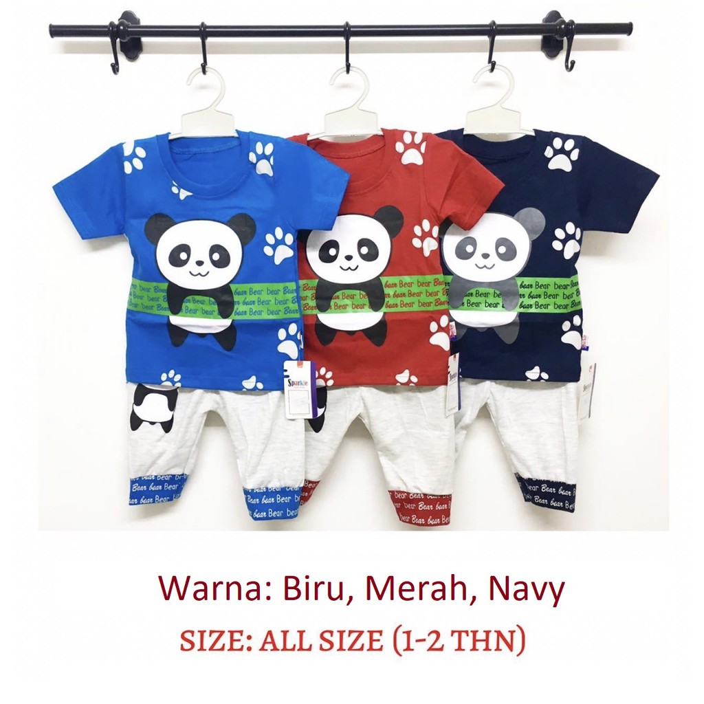 Setelan Panda Stripe Estimasi 6-18 bulan Bahan Katun adem CBKS