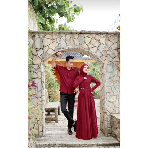 CP ALDIANO MUTIARA, COUPLE PASANGAN, BRUKAT MOSCREPE, GAMIS HIJAB MUSLIM, MAXY DRESS
