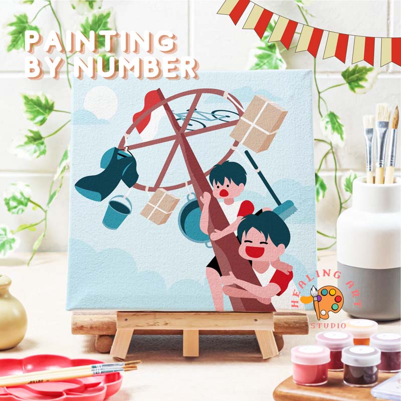 

Paint by number lukisan Hari Kemerdekaan Indonesia canvas 20x20 cm / painting kit / set melukis / Alat lukis