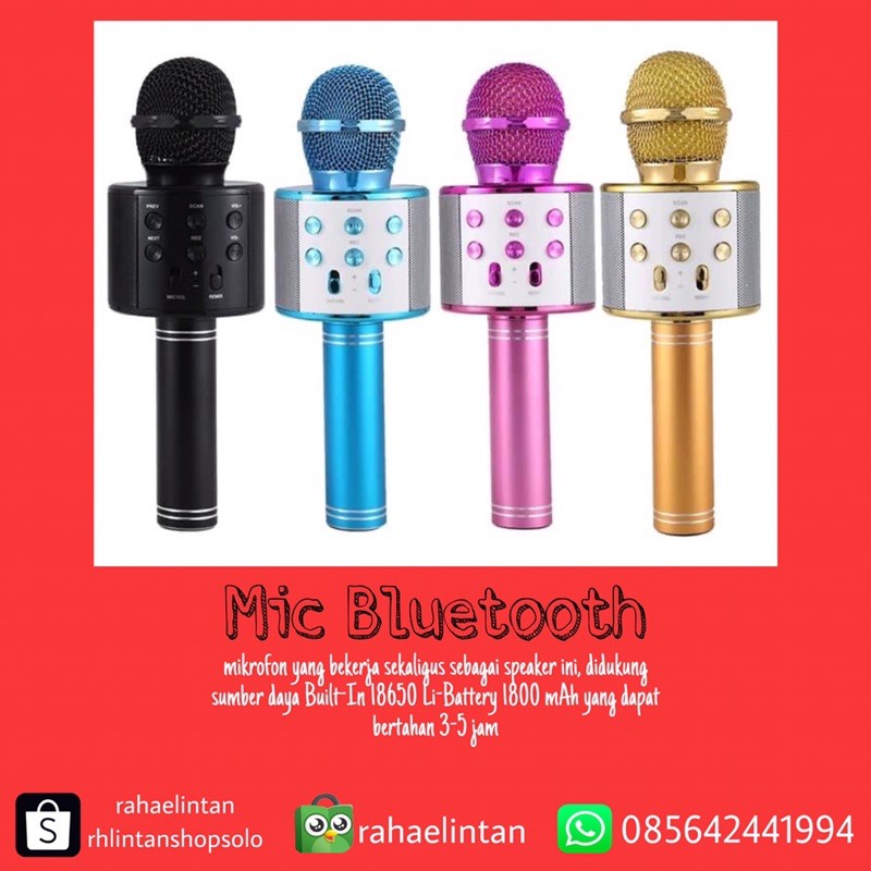 Mic Bluetooth Mikrofon Tanpa Kabel Speaker Alat Karaoke Menyanyi