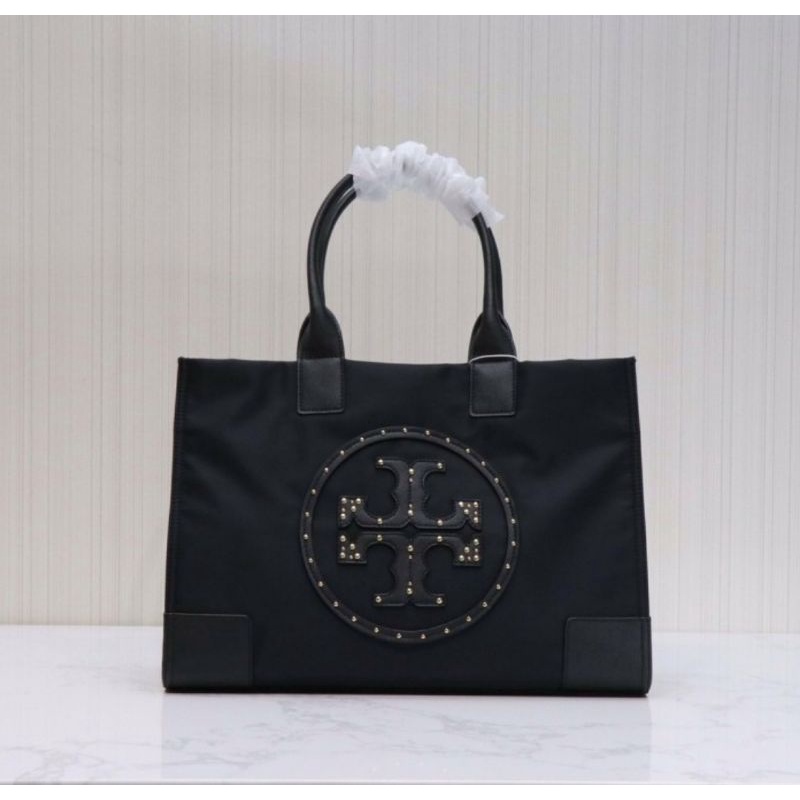 Tory Burch Ella Stud Logo Tote Black (39790)