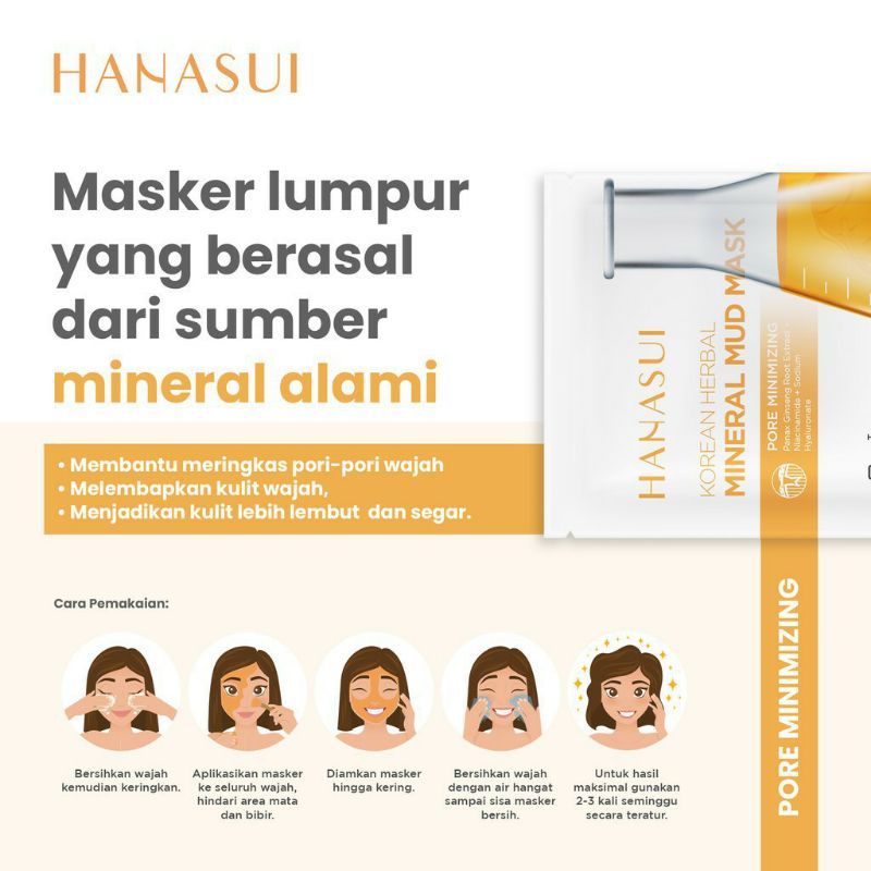 HANASUI MINERAL MUD MASK - KOREAN HERBAL PORE MINIMIZING (✔️BPOM)