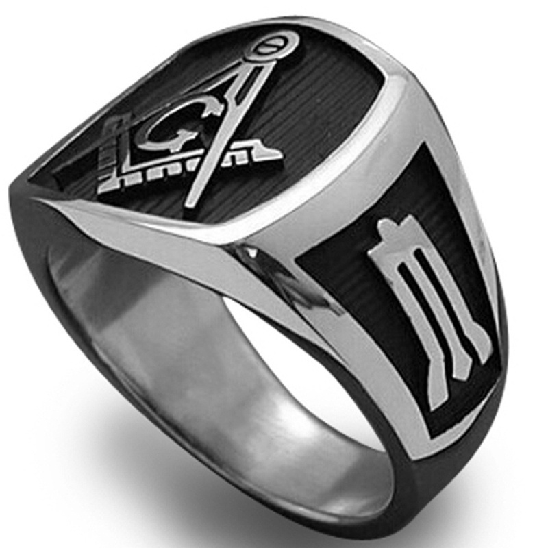 [X C Perhiasan] Hip Hop Rock Retro Pria Fashion Cincin Masonic Pesta Perhiasan Aksesoris