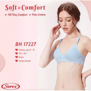 gos  BH SOREX 17227 Tanpa Kawat ukuran 34-40 &amp; BH BRA PUSH UP RENDA SOREX 17058  Kawat Busa Tebal Cup B Motif Brukat Cantik Underwear