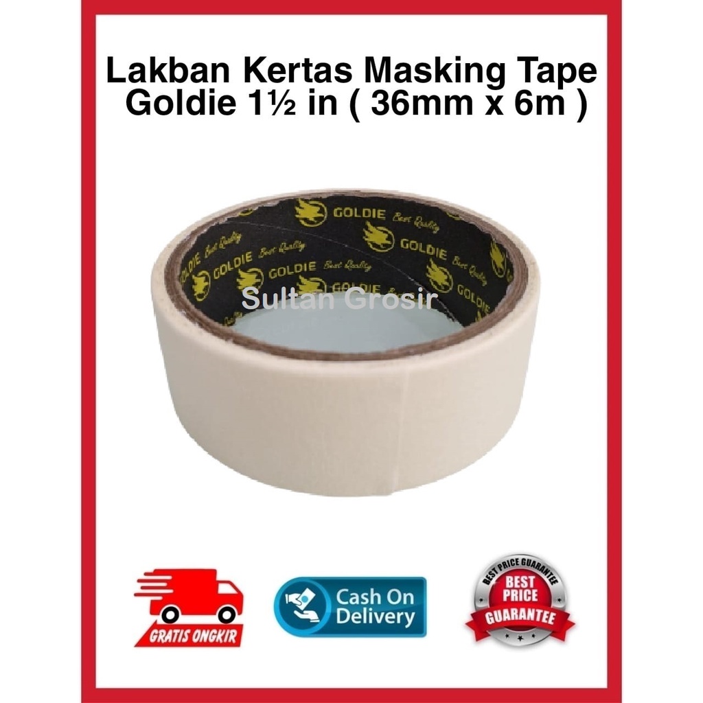 

LAKBAN KERTAS MASKING TAPE SATU SETENGAH INCH WARNA CREAM 30 MM X 6 M