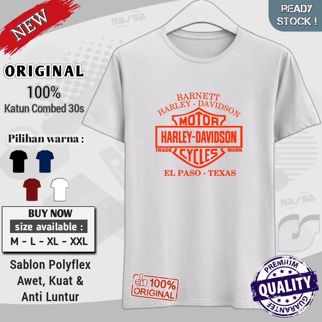 Kaos distro Branded pria dewasa Racing Harley Davidson Barnett keren original cotton combed premium